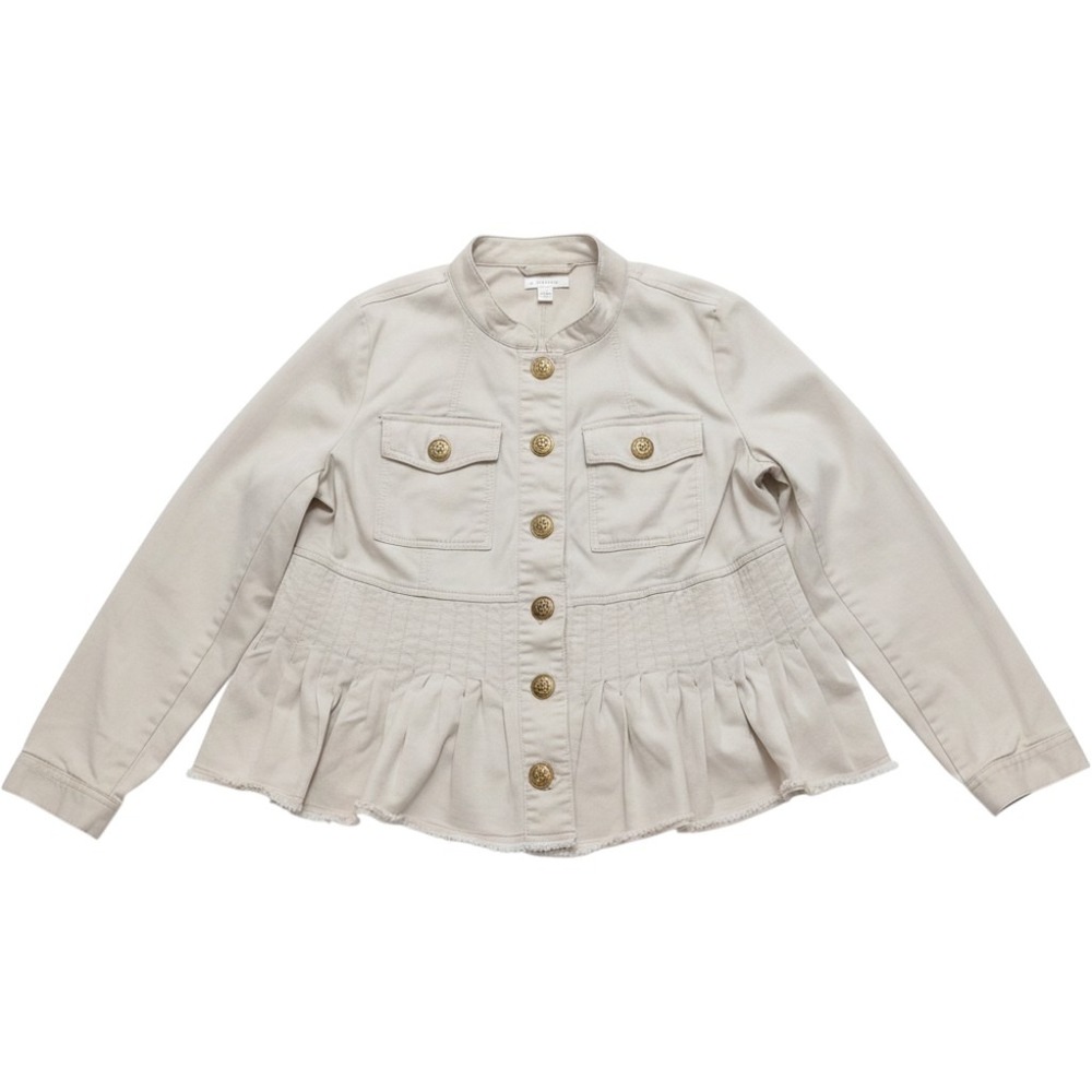 J Jill Peplum Military Band Jacket Womens MP Gold Button Regencycore Utility